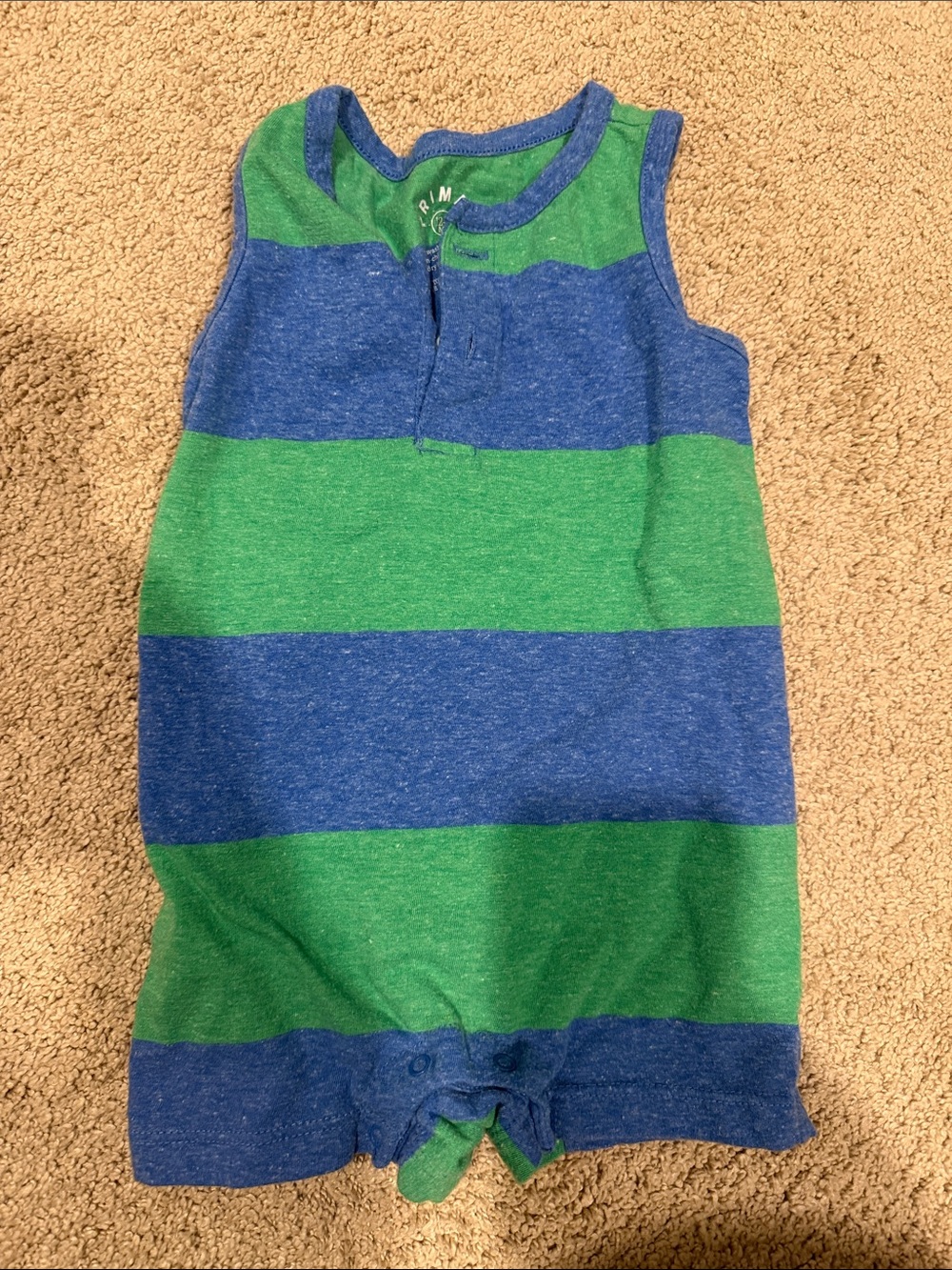 Primary Green and Blue Striped Kids Top